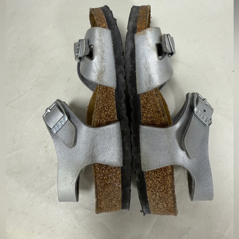 Little Kids Silver Rio‎ Birkenstock Strap On Sandals-Size 27 (US 9-9.5) - Picture 7 of 15
